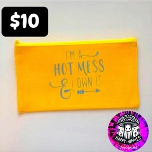 Yellow Pouch with Blue Text